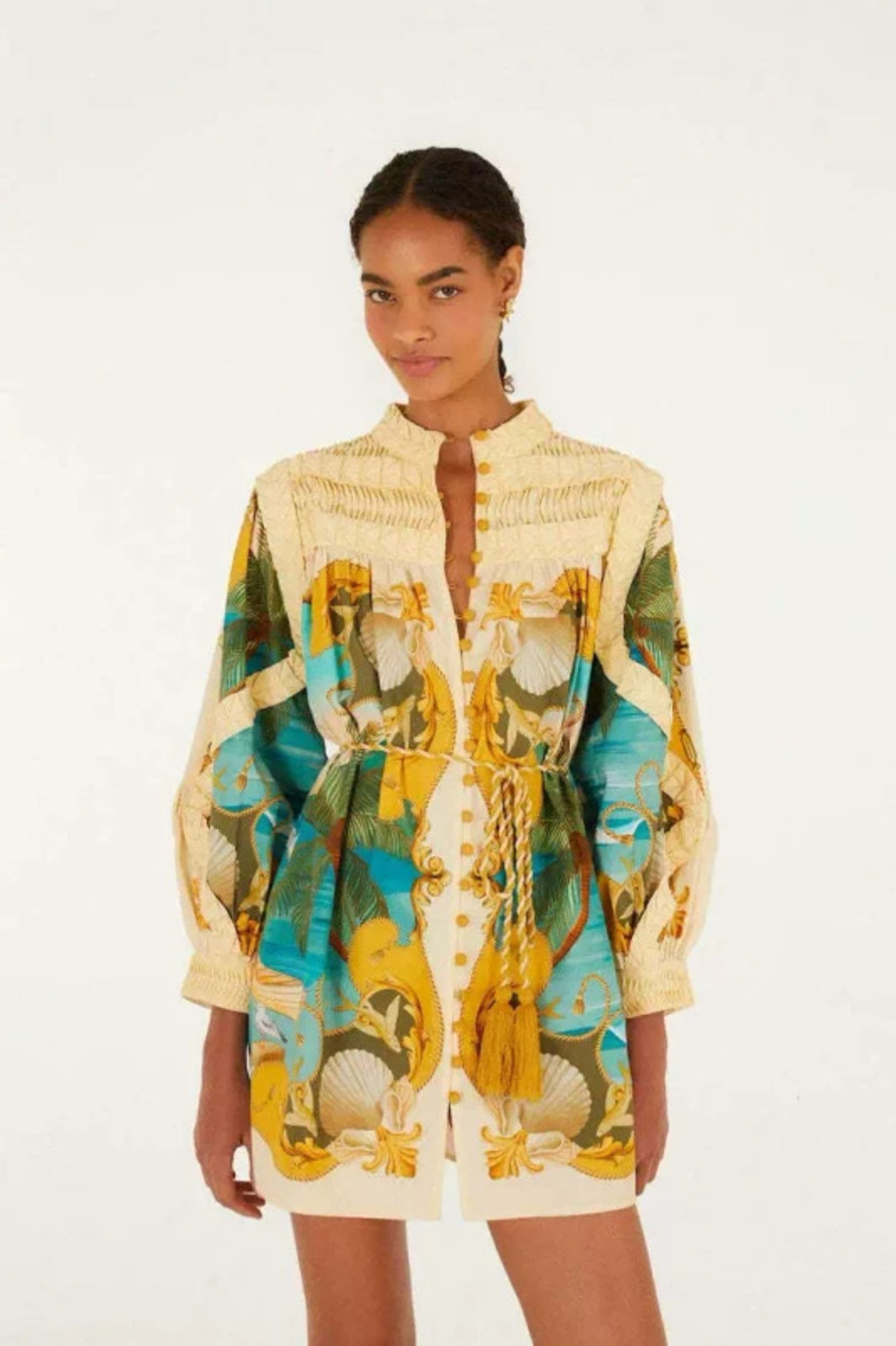 ZARA Elegant Linen Long Sleeve Cardigan Tie Dress
